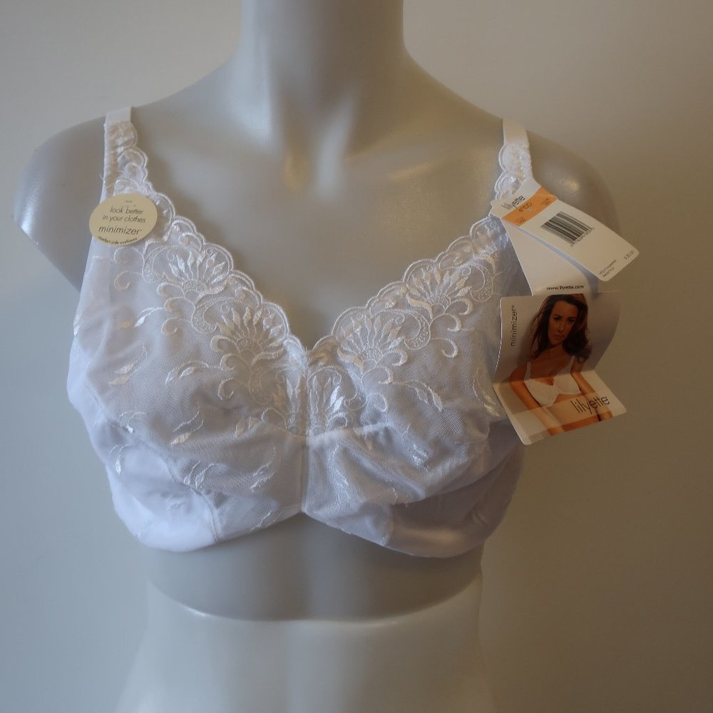 NWT LILYETTE "MINIMIZER" WHITE LACE BRA SZ 40DD *